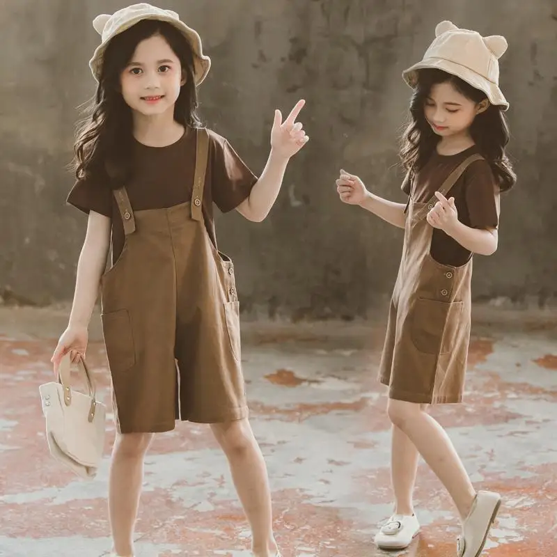 

Children Summer Girls Linen Jumpsuit Romper for Kids Baby Girls Wide Leg Pants Overalls Jumpsuit 2Pcs Set 4 5 6 8 10 12 Years