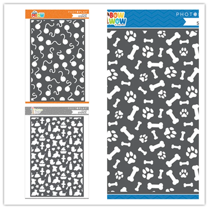 

2022 New Star Dog Paw Bone Baby Tadpole Stencil Frames Card Craft No Cutting Dies Scrapbooking and Clear Stamps
