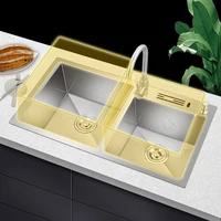 Stainless Steel Kitchen Double Sink Pipe Drain Nozzle Mixer Taps Soap Dispensor Accessoires De Cuisine Modern Kitchen Sink