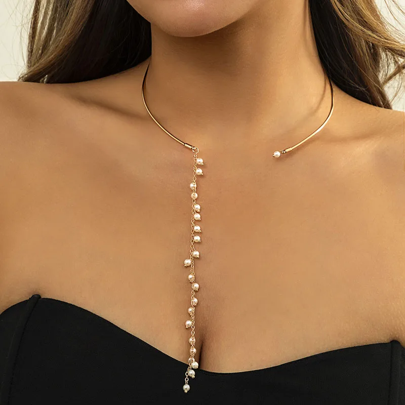 

New French Vintage Elegant Temperament Baroque Pearl Tassel Collar Necklace For Women Korean Fashion Necklaces Jewelry Gifts