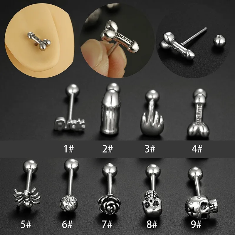 

316L Stainless Steel Piercing Tongue Studs 12G Finger Spider Tongue Ring Conch Tragus Earrings Lobe Studs Body Jewelry For Women