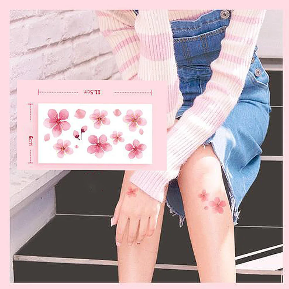

Fake Tattoo Cherry Blossom Tattoo Stickers Retro Flowers Peach Clavicle Small Fresh Cute Temporary Tattoo Cover Scars Lasting