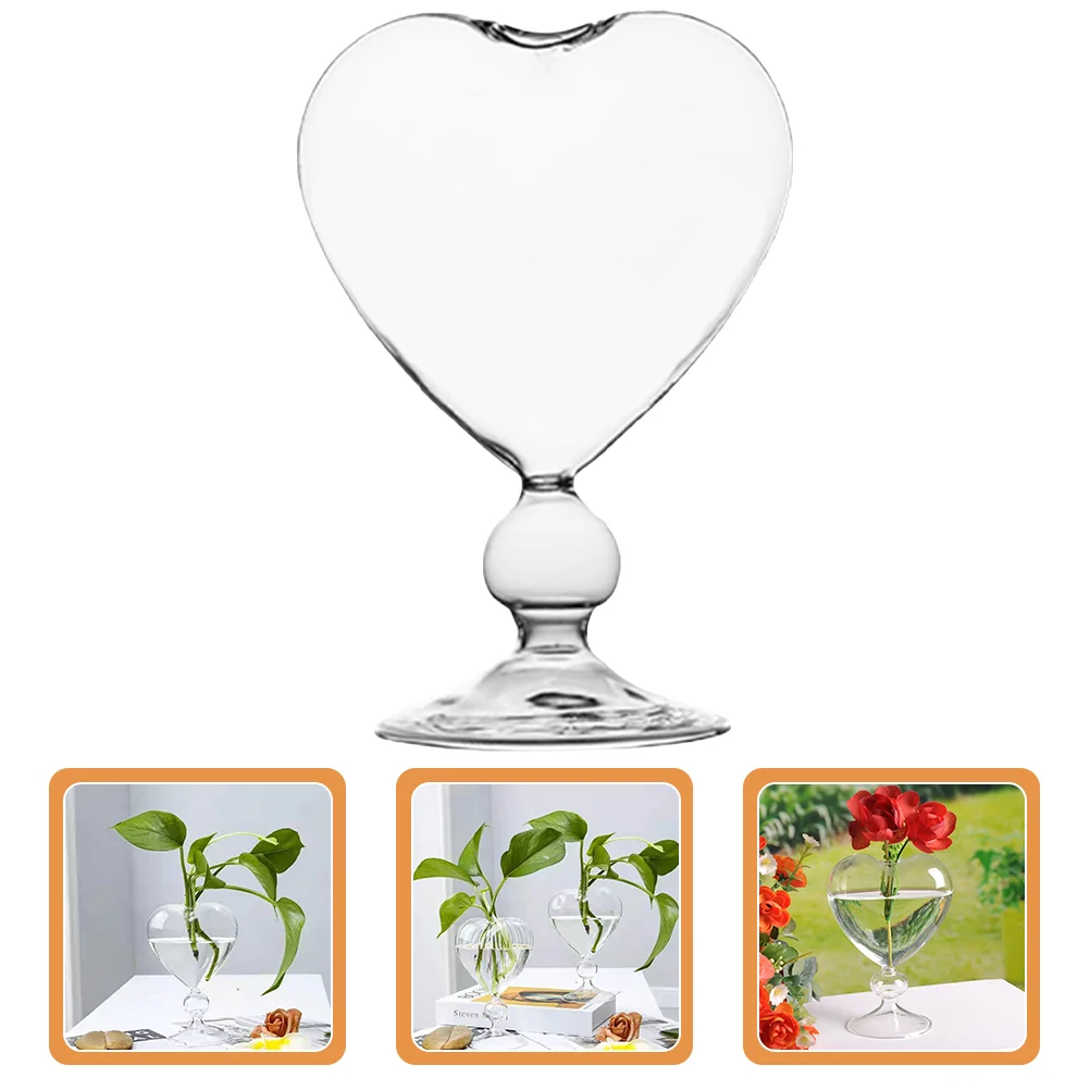 

Vase Flower Heart Hydroponic Vases Cup Shaped Clear Terrarium Planter Pot Propagation Container Arrangement Holder Flowers