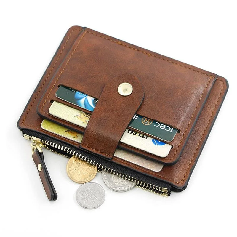 

Luxury Small Men's Credit ID Card Holder Wallet Male Slim Leather Wallet with Coin Pocket Brand Designer Purse for Men Women