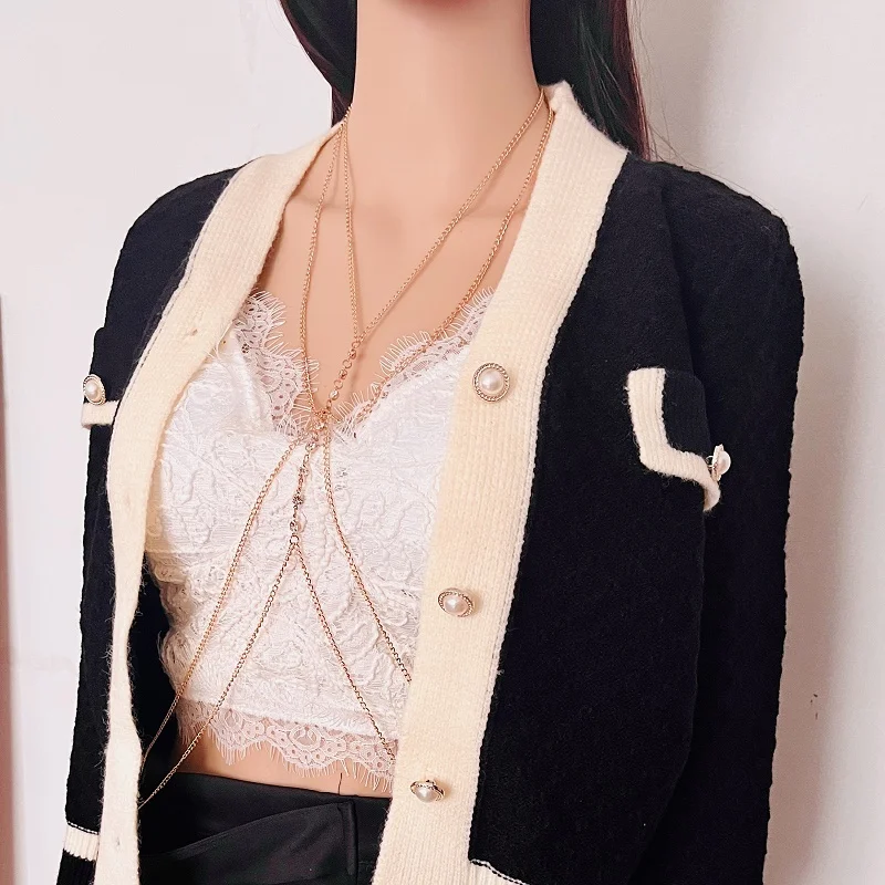 

Женское песочное пляжное бикини, сексуальная модная цепочка с бриллиантами, Многоуровневая грудная цепочка, цепочка с кисточками, аксессуа...