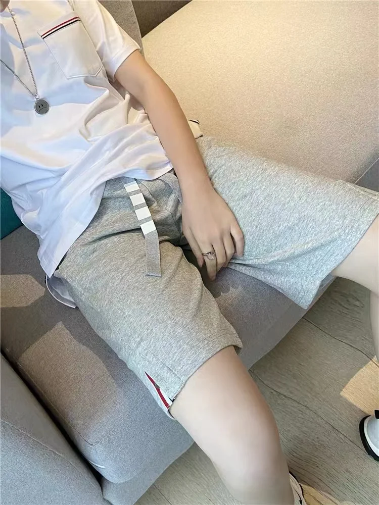 Classic Webbing Tb Women Shorts Summer New Loose Four-bars Couples Wear Casual Straight Five-point Pants Tide Brand 2022