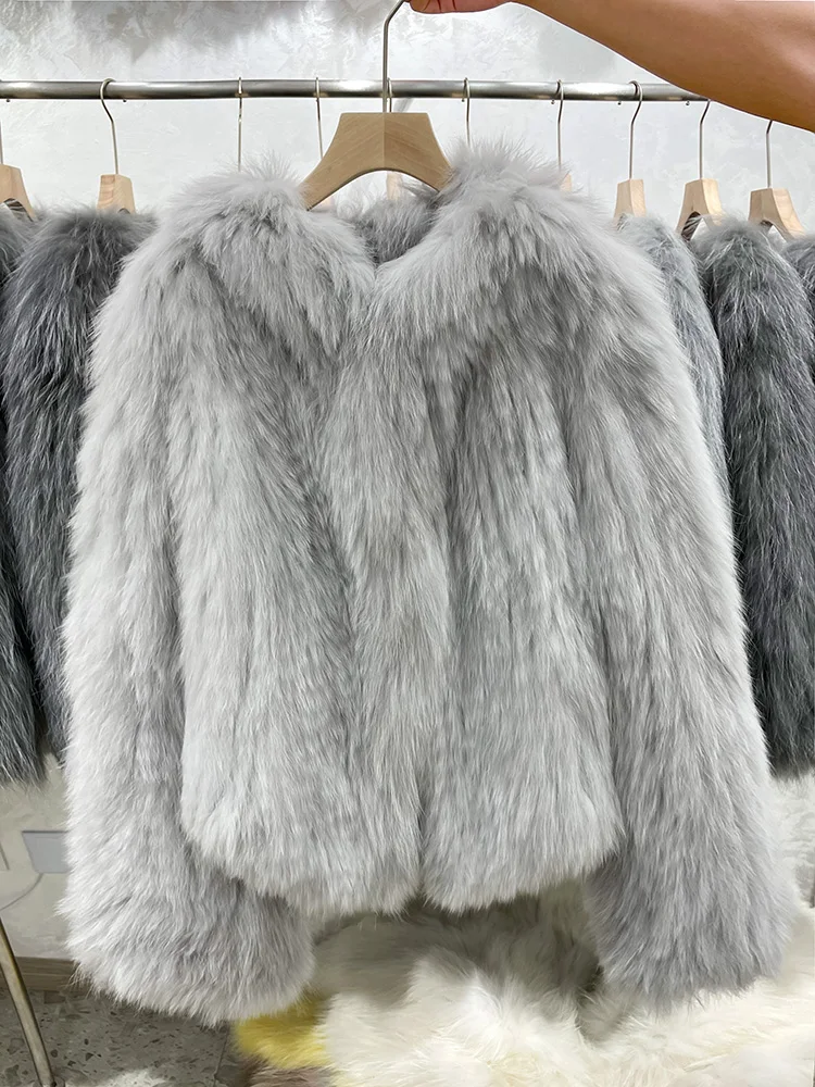 Long-sleeved Fur Jacket Red Fox Fur Striped Real Fur Coats and Jackets Women Korean Women's Short Full Fur Hooded Coat New