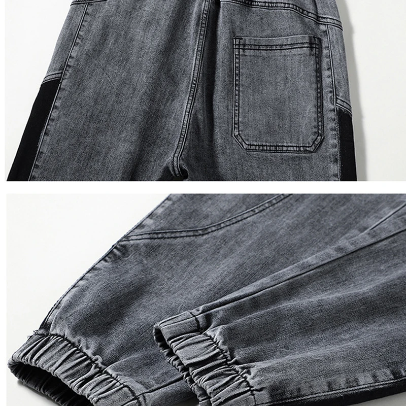 Plus Size 7XL Jeans Men 2022 Fashion Baggy Jeans Patchwork Design Denim Pants Casual Pencil Pants Male Elastic Waist Trousers