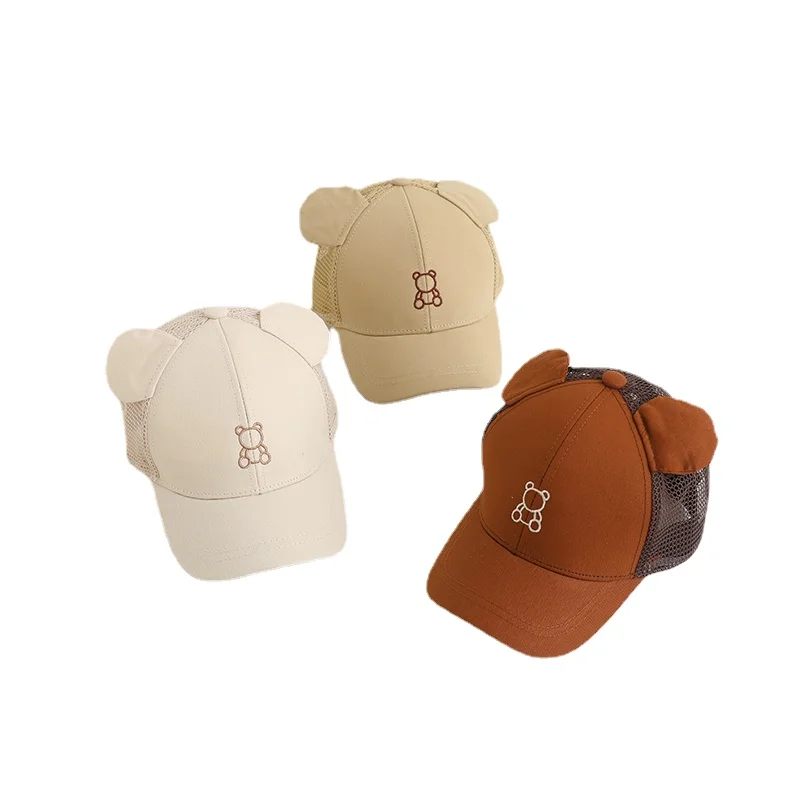 

Бейсболка для девочек и мальчиков, летняя хлопковая стандартная Кепка-Снэпбэк, мультяшная милая детская бейсболка с вышивкой медведя
