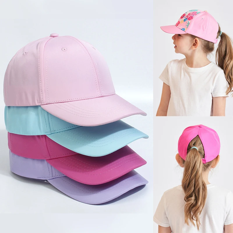 

Baby Baseball Cap Girls Ponytail Baseball Cap Kids Wide Brimmed Sun Hat For 3-6T Boys Girls Summer Outdoor Sports Hat Bonnet