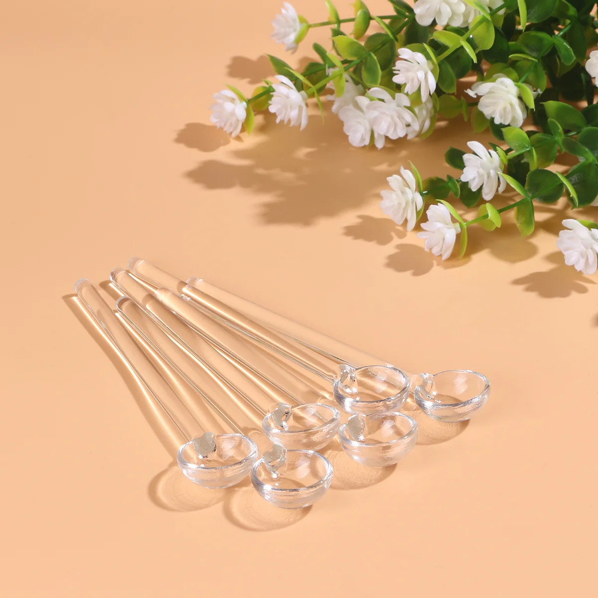 

3 PCS Strong Coffee Ice Cream Mini Long Handle Glass Spoon Birthday Present Flatware