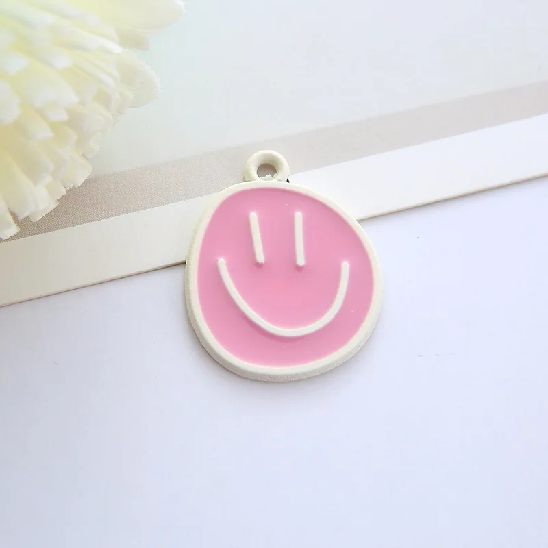 10pcs 20x25mm Irregular Smile Face Beads Alloy Enamel Charms Pendant For Diy Jewelry Making Handmade Earrings Necklace Bracelet