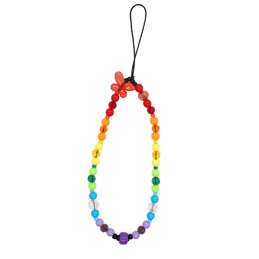 

Chain Hanging Mobile Wrist Cellphone Holder Diy Pendant Decorative Beaded Crystal Cell Lanyards Lanyard Bracelet Beads Accessory