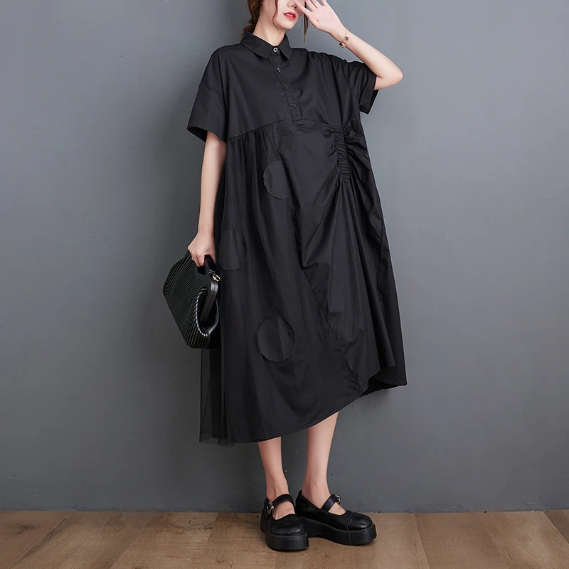 

SuperAen Women's Dress 2022 New Dress Summer Short Sleeve Women's Long Casual Design Sense Niche Shirt Dress