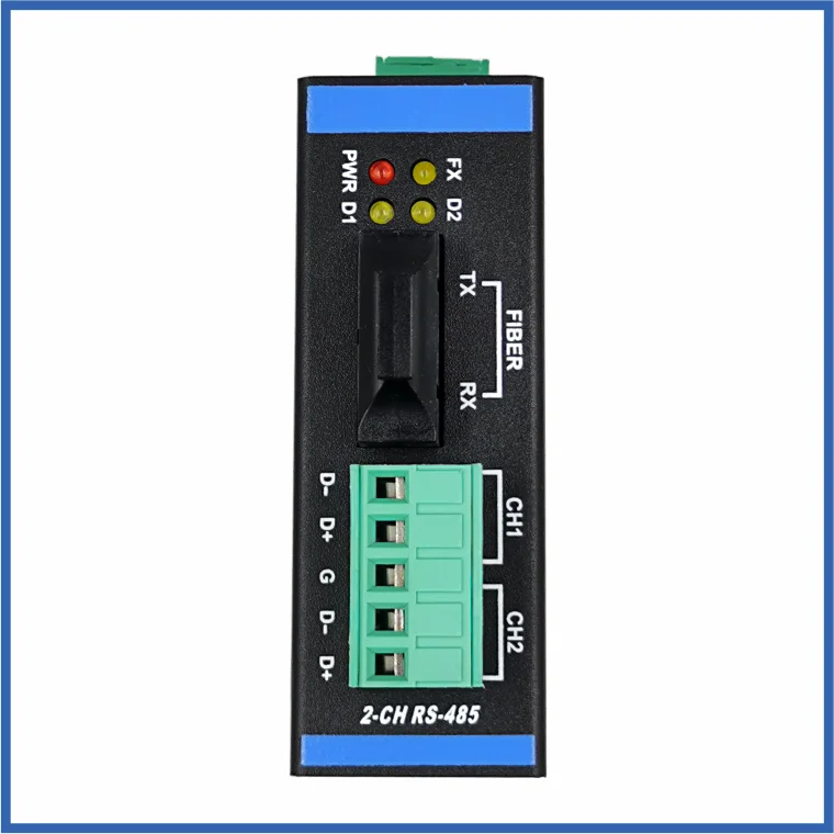 Промышленный двухсторонний 485 оптоволоконный трансивер RS485 в волоконно-оптический конвертер 12 в 24 В рельс