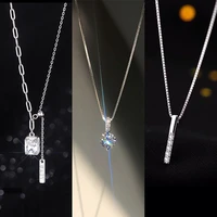fashion 925 sterling silver aaa zircon necklaces shiny rhinestones pendants for women engagement wedding choker fine jewelry