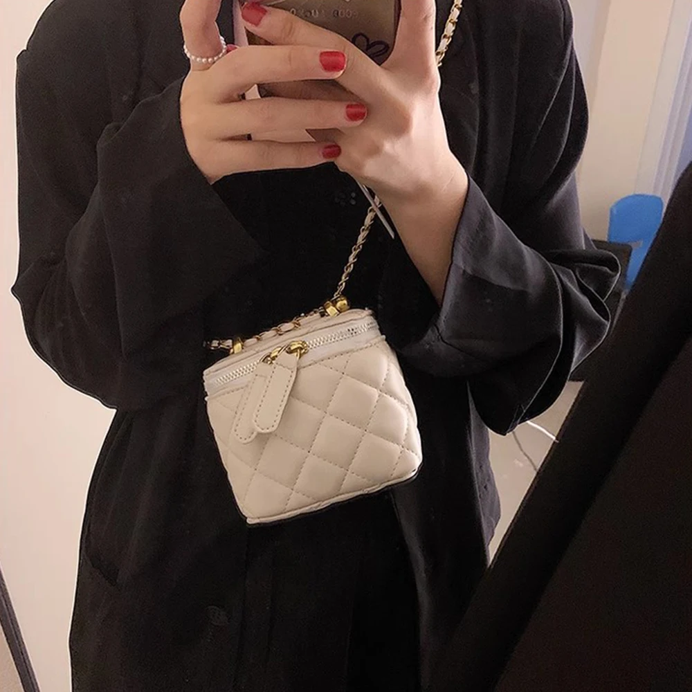 Luxury Chains Crossbody Bags for Women Fashion Brands Lingge Shoulder Bag Mini Box Handbags Lipstick Coins Purses Ladies Clutch