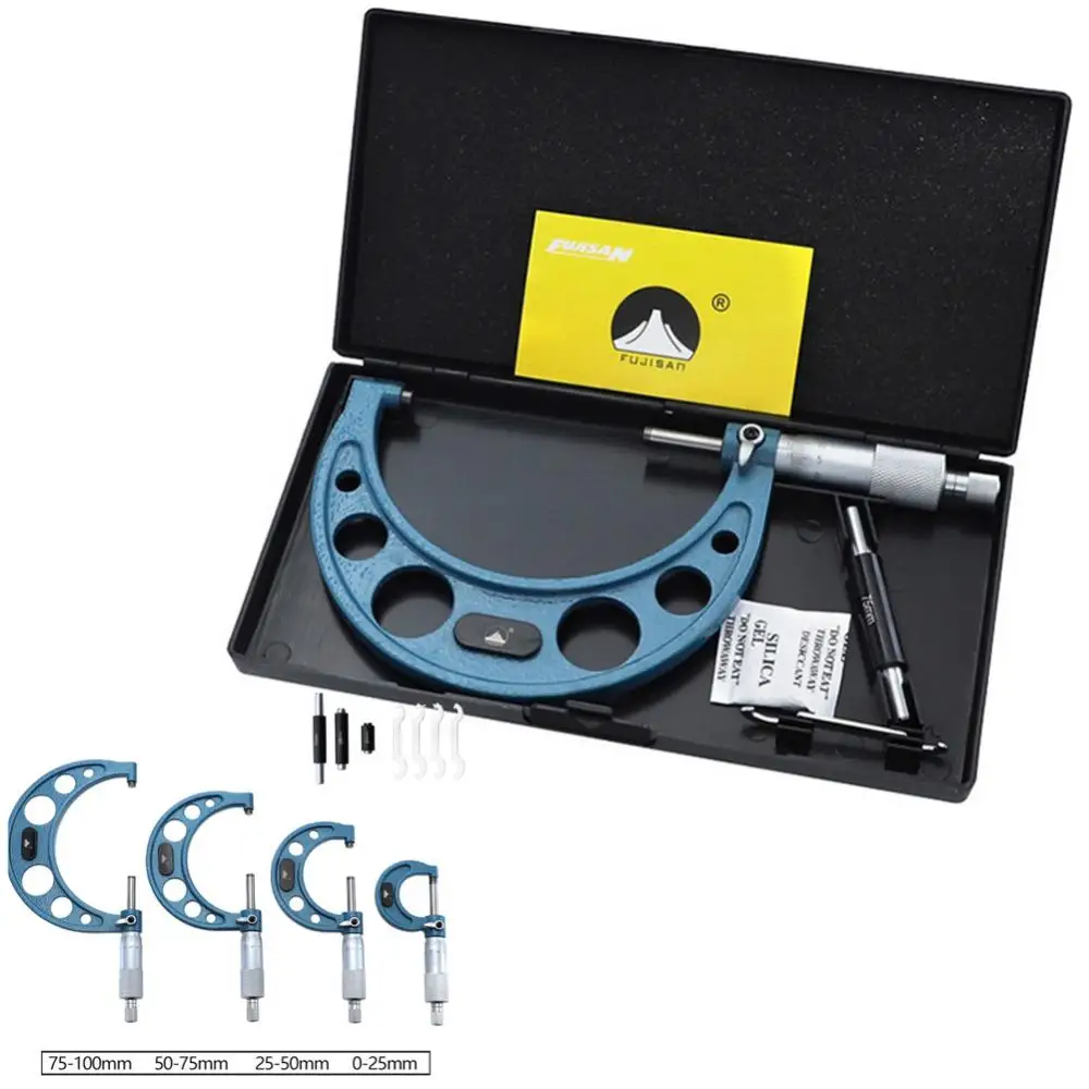 

Точный измерительный инструмент с коробкой, измерительный инструмент 0-100 мм, 0,01 мм, внешний метрический микрометр, измерительный инструмен...