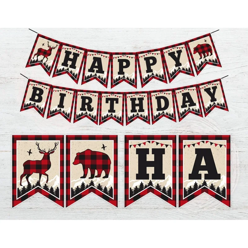 

Buffalo Plaid Banner Birthday, Lumberjack Birthday Banner, Holiday Banner, Lumberjack, Camping