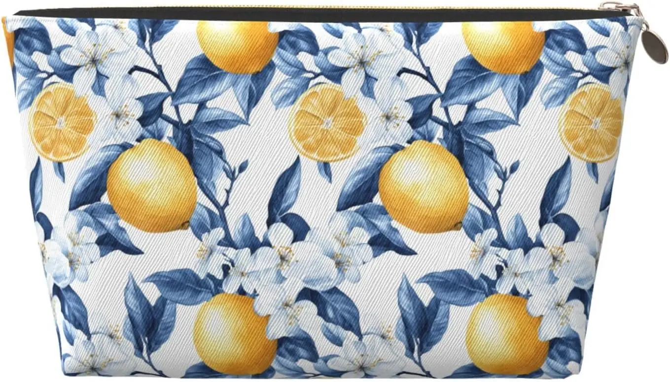 Косметичка акварель лимонно-синий цветок косметичка дорожный органайзер для