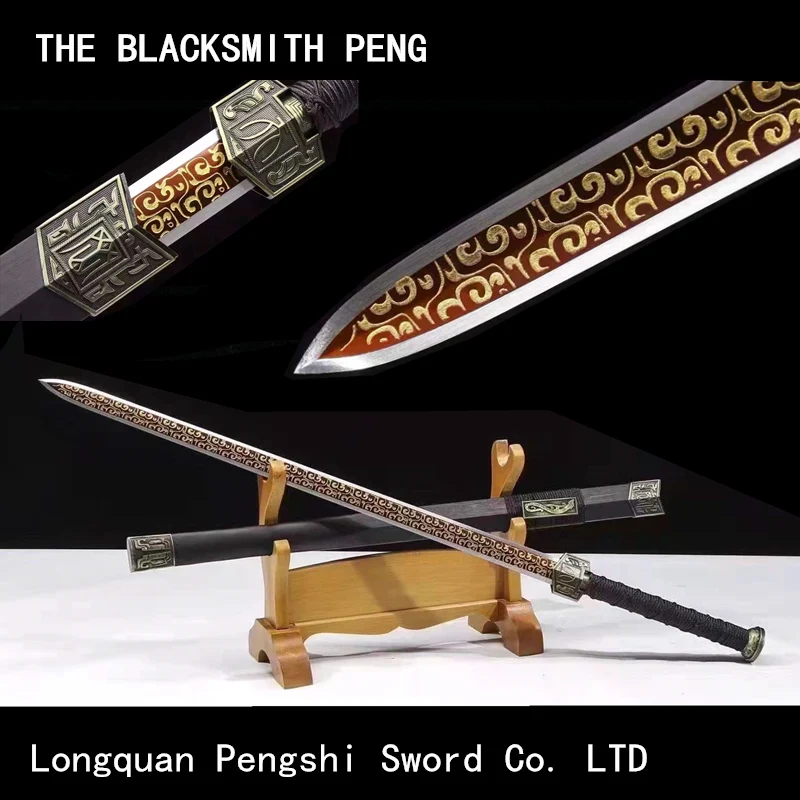 

Real Chinese Han dynasty swords/Ebony scabbard high carbon steel hand forged eight - sided Qin Han swords/Home decoration swords