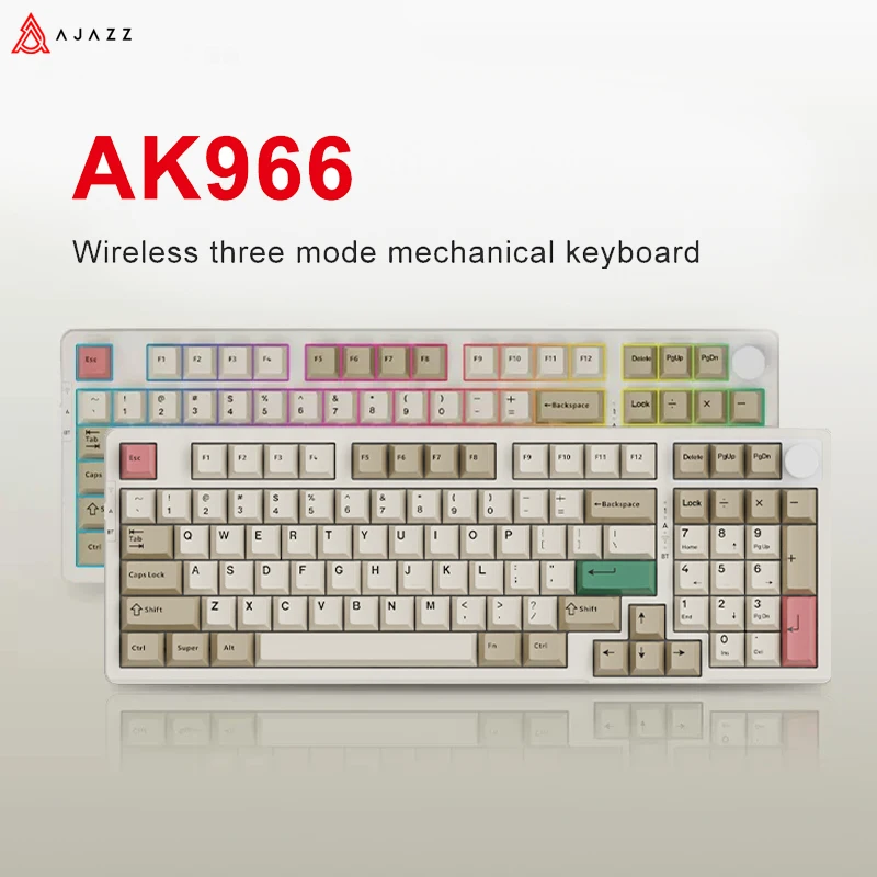 

Клавиатура AJAZZ AK966 механическая, Подключаемая по технологии RGB, 96 клавиш, Bluetooth, три режима работы, для Mac и Windows