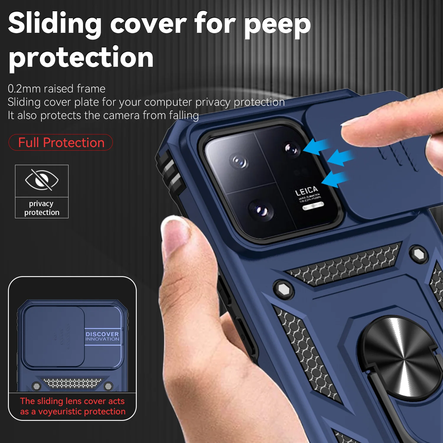 

Luxury Slide Camera Case for Xiaomi 13 Pro Car Magnetic Ring Holder Armor Shockproof Heat Dissipation Phone Cover Xiaomi13Pro