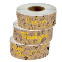 120pcs kraft paper gold foil thank you for your order stickers seal labels for small business gift packaging mailer stickers