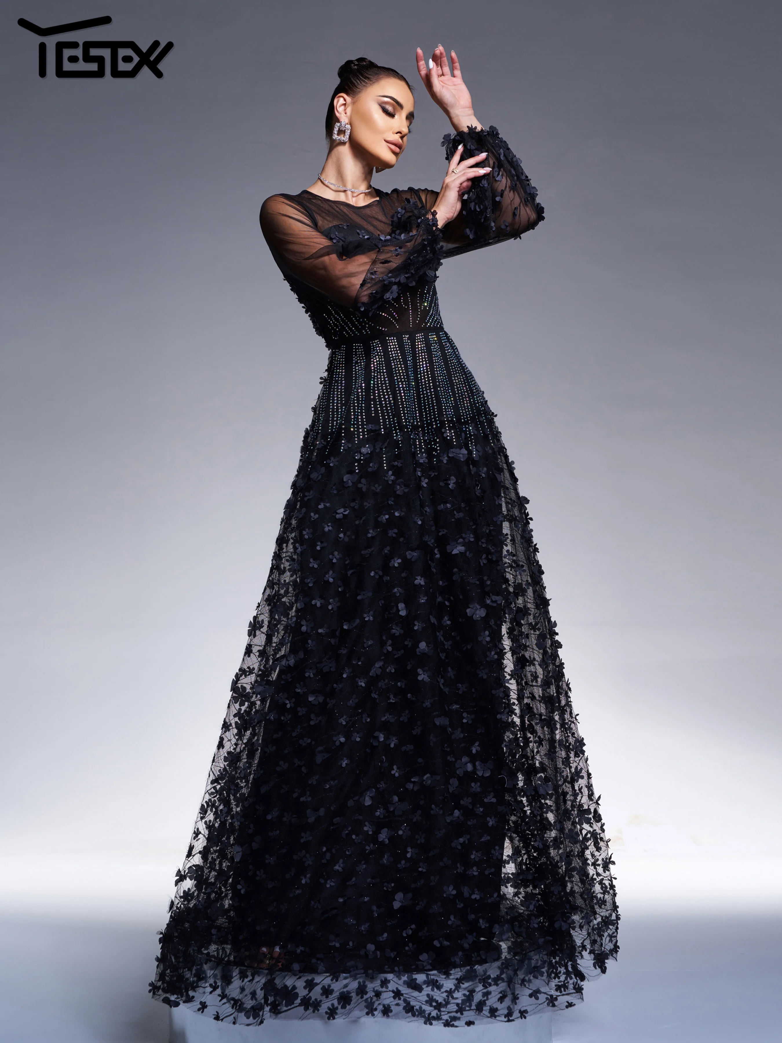 Yesexy черное тюлевое платье