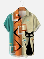 molilulu mens fashion vintage clothing atomic martini kitten casual print shirt