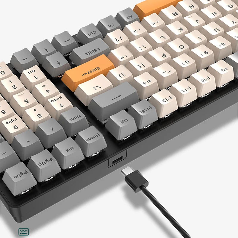 Механическая клавиатура с 100 клавишами проводная подсветкой индивидуальная для