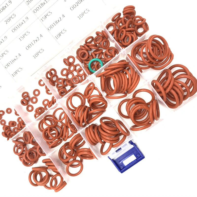 

O Rings Red Silicone Rubber VMQ NBR FKM Seal Gasket Sealing O-Rings Silicone Washer Rubber Oring Set Assortment Kit Set Box Ring