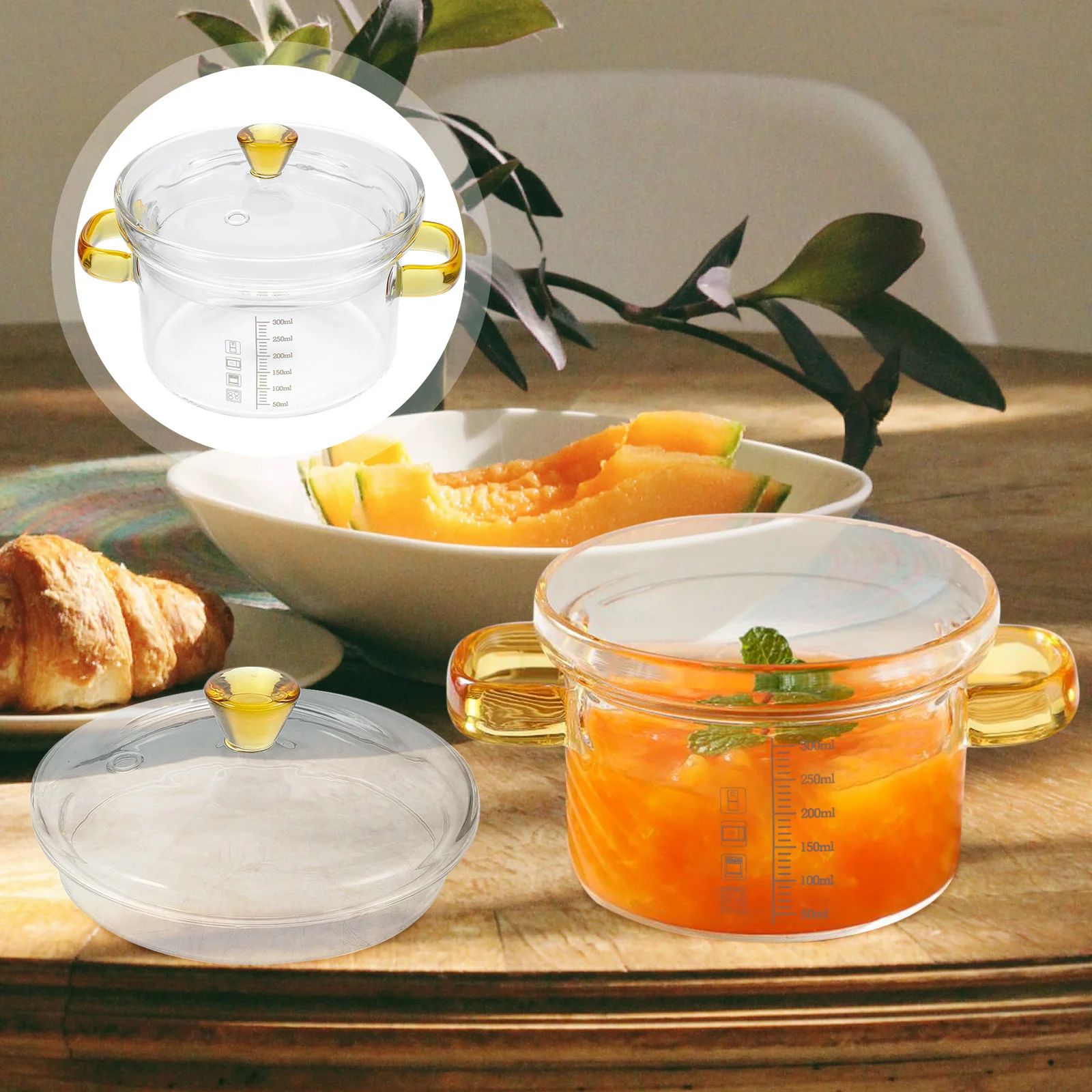 

Glass Bird's Nest Stew Pot Soup Bowls Cooking with Lid Multifunctional Salad Lids Container Steamed Egg Home