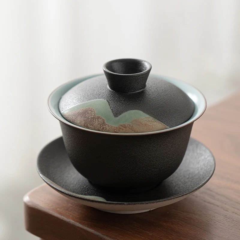 

mountain design ceramic gaiwan kung fu tea set 180ml