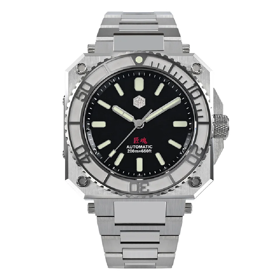 

San Martin Men Automatic Watch 40MM Limited Watches Mechanical Wristwatch Square Sapphire 200M Waterproof BGW9 Luminous ETA2824