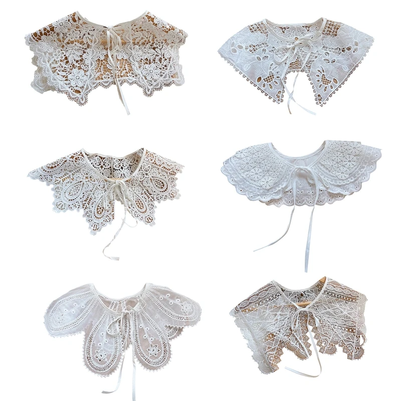 

Lace False Collar Embroidery Hollow Out Trim Venise Neckline Detachable Collar