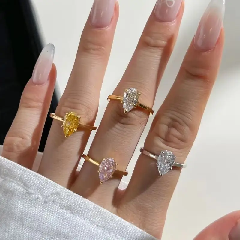 Настоящее серебро S925 обручальные кольца женское блестящее кольцо с ледяным