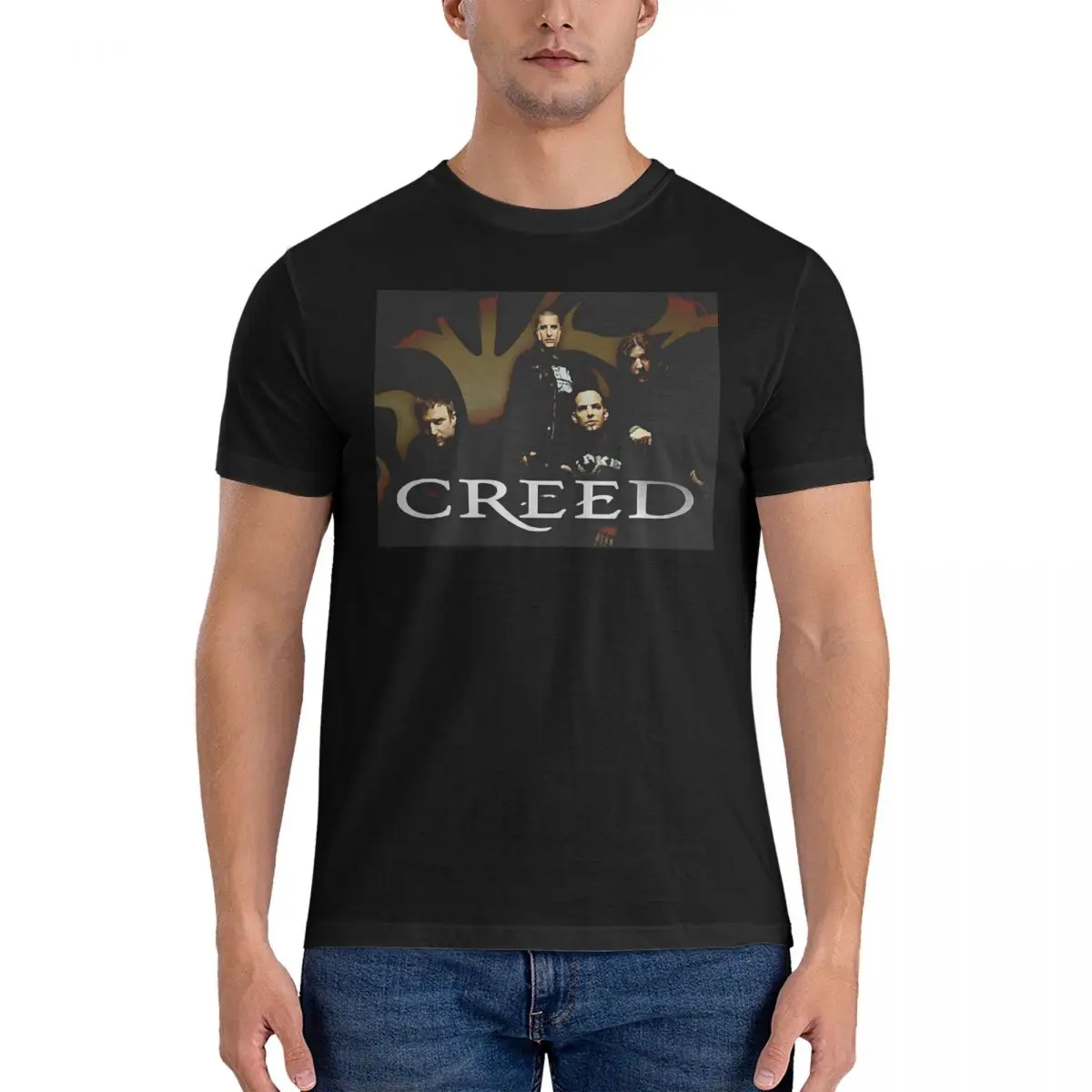 Мужские футболки с надписью C-Creed Band новинка футболка из чистого хлопка круглым