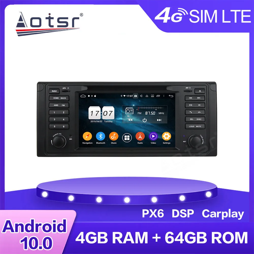 

Auto Stereo Radio 4+128G For BMW E39 1995-2003 Android 10 Car Tape Record Headunit Multimedia Player GPS Navigation DSP Carplay
