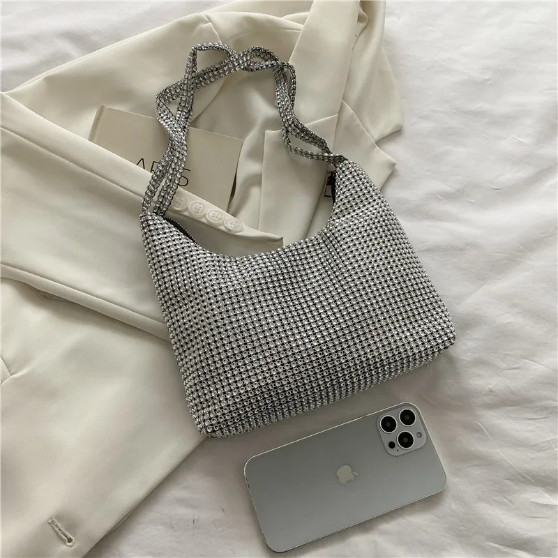 

Новинка весна-осень 2022, блестящие сумки через плечо с кристаллами, модные вечерние клатчи, элегантные свадебные кошельки, сумки