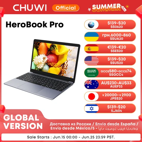 Ноутбук Chuwi HeroBook Plus, 15.6", 8/256ГБ, Celeron N4020, Intel UHD 600, Windows