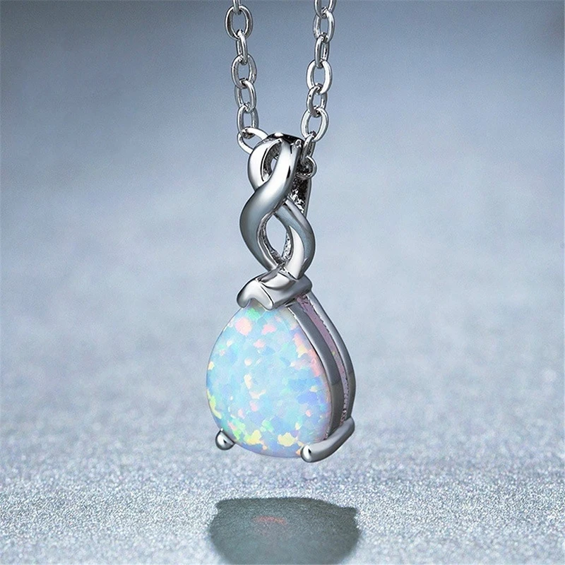 

2023 Fashion Women Necklace Statement Engagement Wedding Trendy Geometirc Imitation Opal Pendant Necklace for Women Accessories