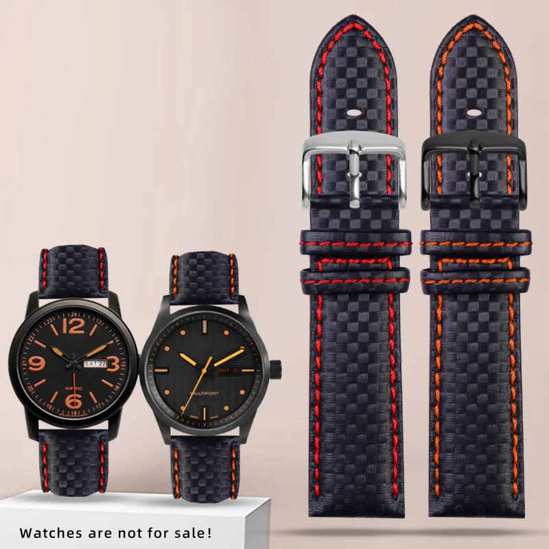 

Carbon fiber pattern Genuine Leather Strap 18mm 20mm 21mm 22mm 23mm 24mm watchband wristwatches band leather watch bracelet