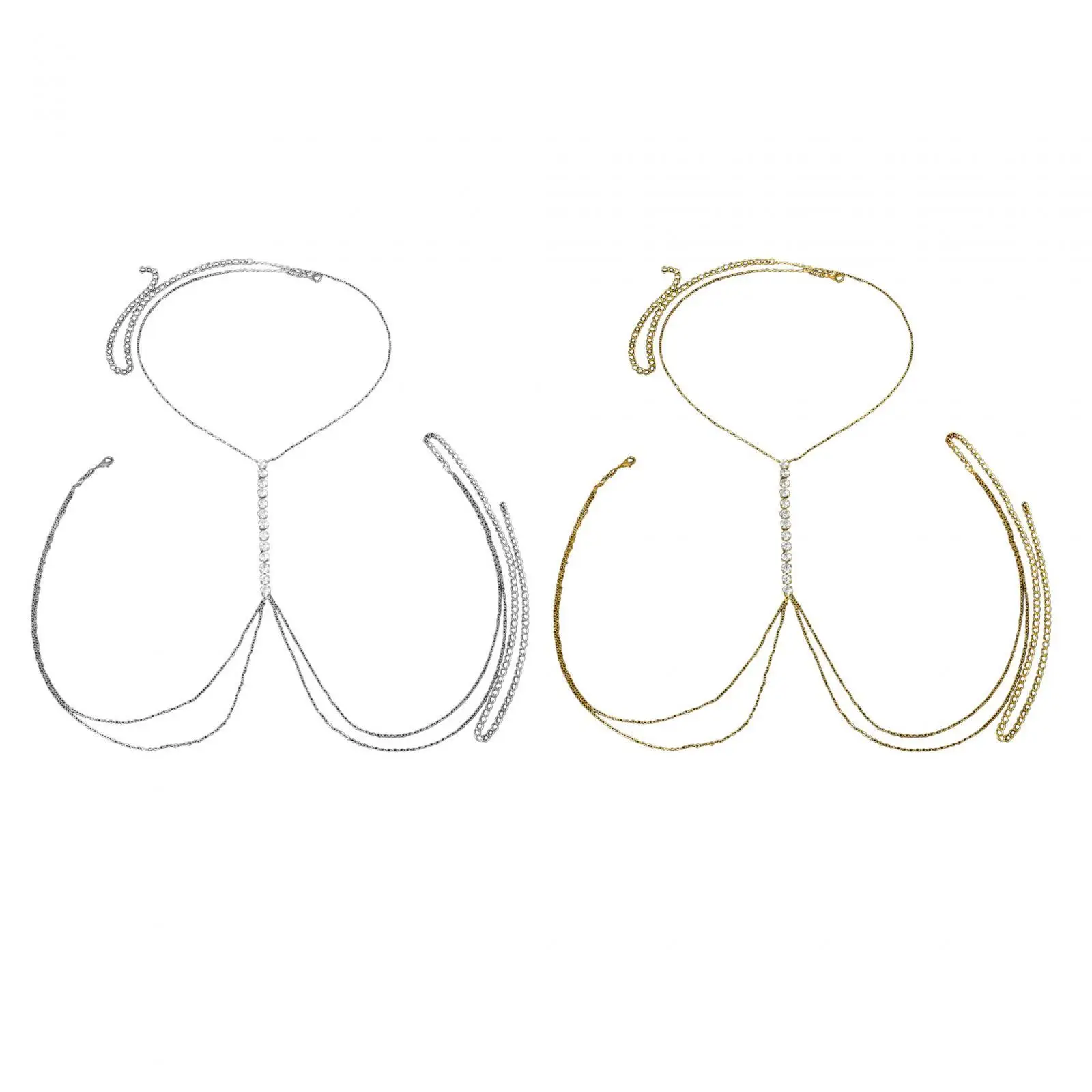 

Body Chain Bikini Waist Multilayer Clothing Accessory Shiny Chest Chain Long Choker Breast Chain for Beach Summer Festival