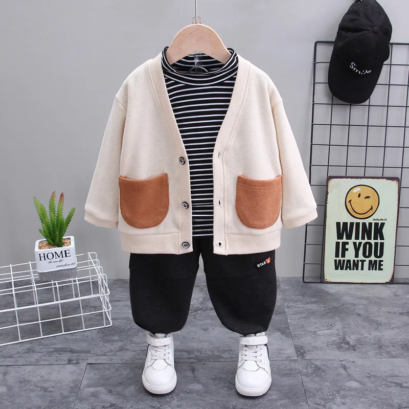 

Hot Kid Tracksuit Boy Girl Clothing Set New Casual Long Sleeve Letter Zipper Oufit Infant Clothes Baby Pants+Jacket+coat 3pcs