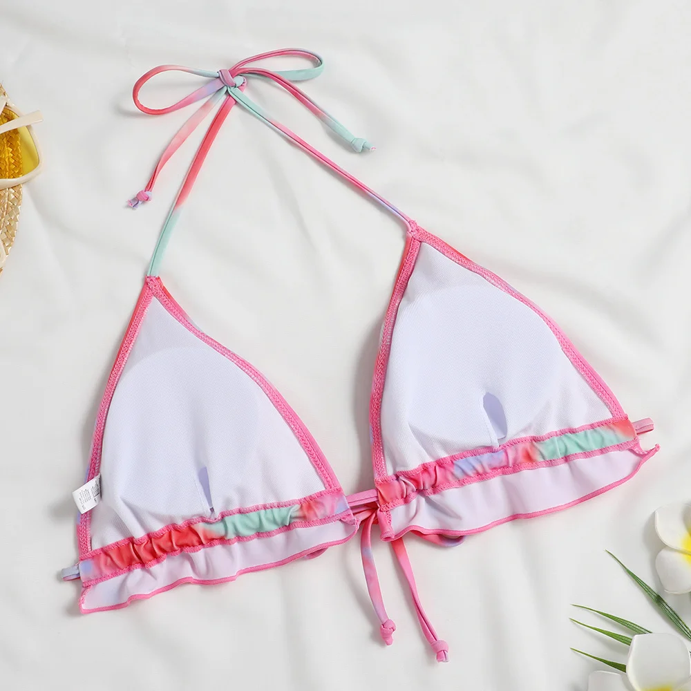 Женские сексуальные комплекты бикини из 3 предметов с принтом в виде завязки
