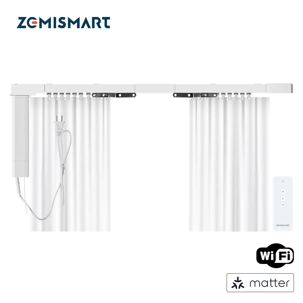 

ść Zemismart przez Wi-Fi Electric Curtain Smart Motorized Track Kit Support HomeKit SmartThings Alexa Google Home APP Control