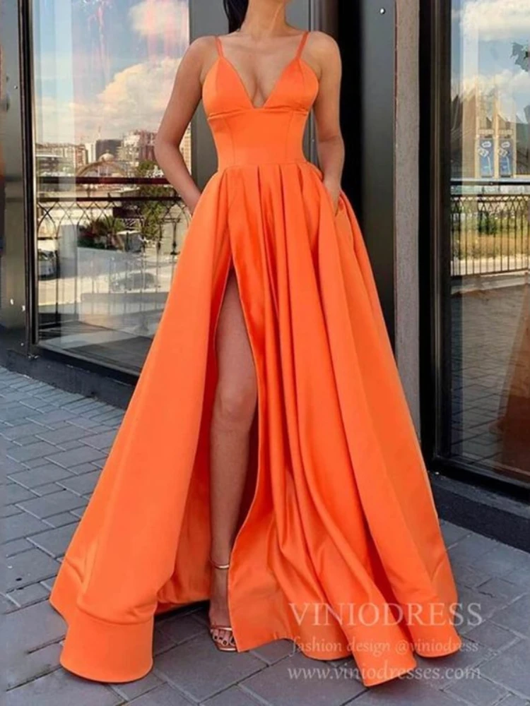 2022 New Women Elegant Party Wedding Long Dresses Lady Chic Satin Sexy V-Neck Long Skirt Tail Solid Color Banquet Evening Dress