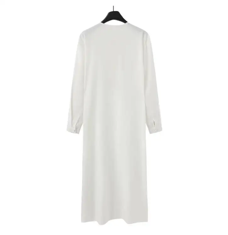 2024 новое мусульманское мужское платье Абая белое с длинными рукавами и вышивкой