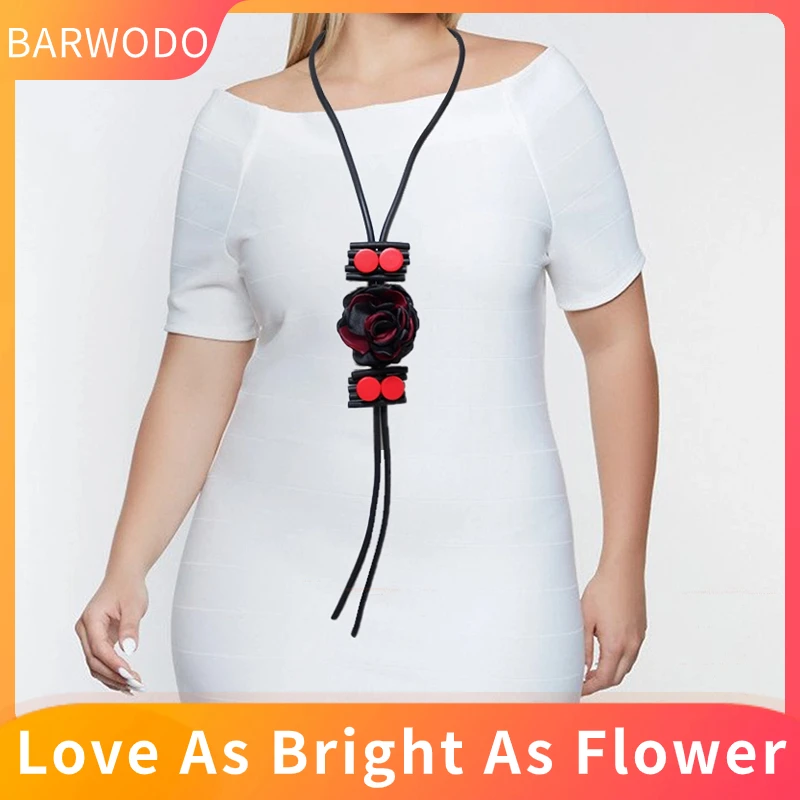 Ожерелье BARWODO с подвеской в виде большого цветка женская черная резиновая